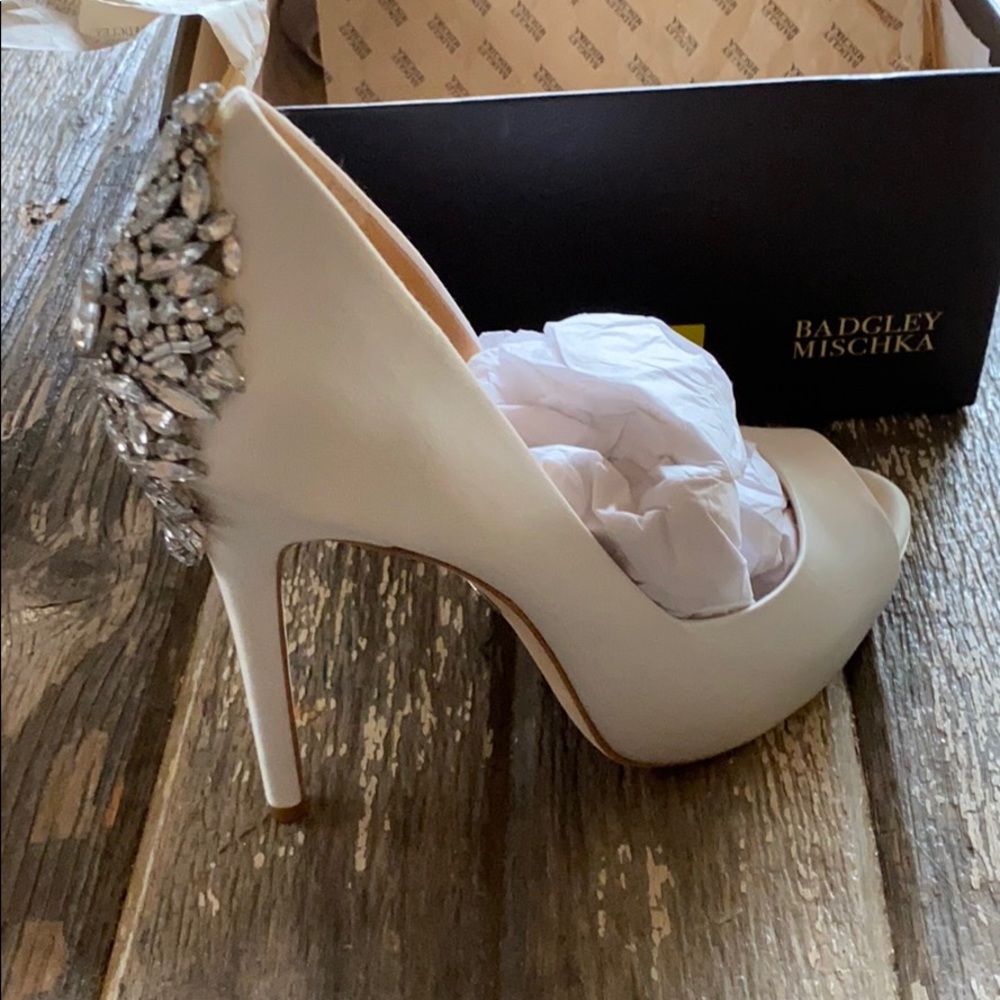 Badgley Mischka Kiara Crystal Back Open Toe Pump